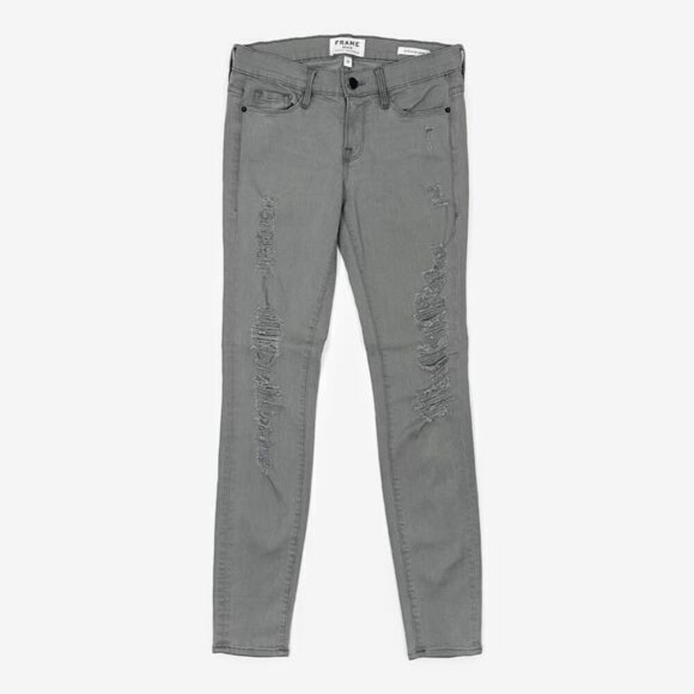 Frame Denim Le Skinny de Jeanne Size 26 Wilshire Gray Distressed Mid Rise